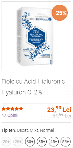 fiole cu acid hialuronic C farmec